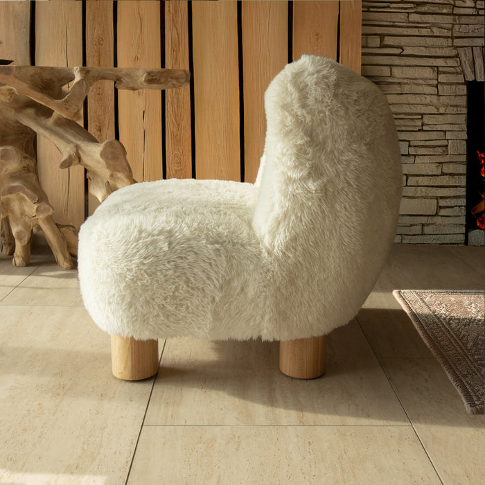 Fauteuil Artic en fourrure synthétique blanc 76x81x77 cm