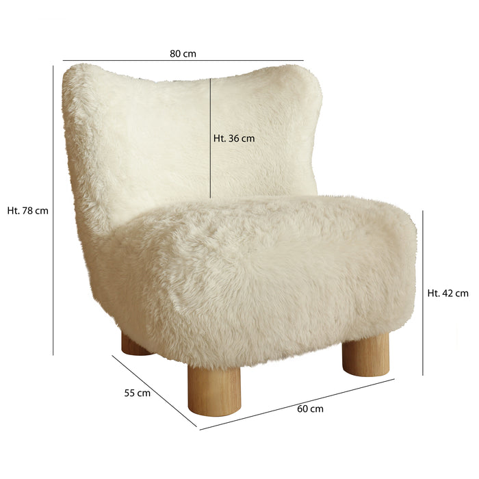 Fauteuil Artic en fourrure synthétique blanc 76x81x77 cm