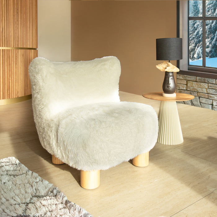 Fauteuil Artic en fourrure synthétique blanc 76x81x77 cm