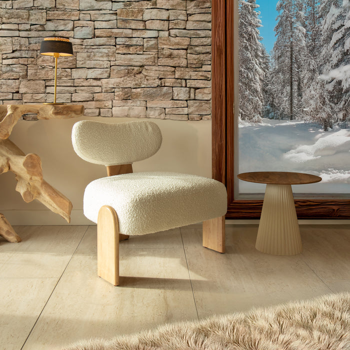 Fauteuil Hella en tissu bouclette blanc 70x72x72 cm