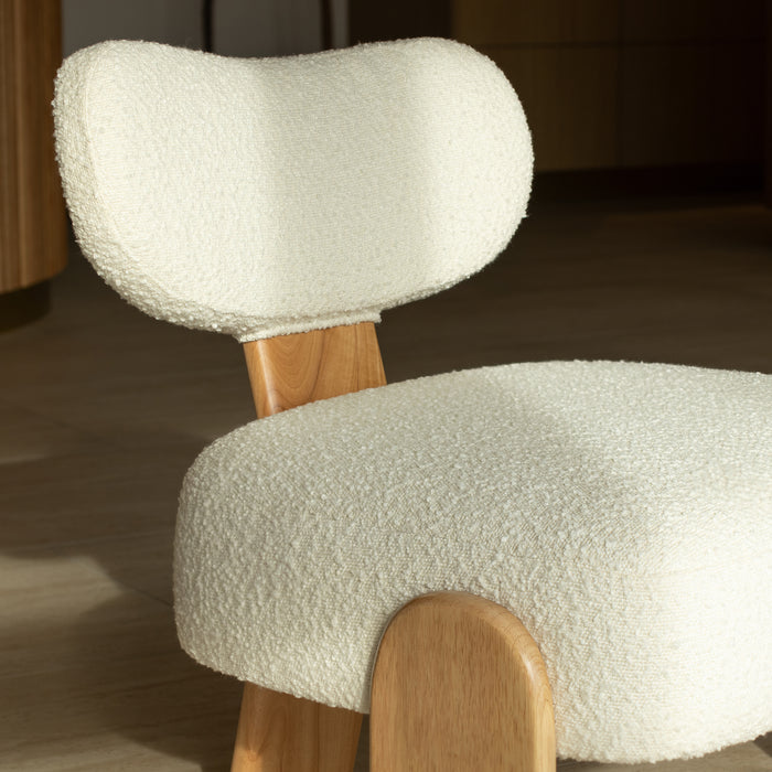 Fauteuil Hella en tissu bouclette blanc 70x72x72 cm
