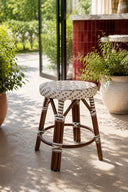 Scala - Tabouret bas noisette en aluminium effet rotin couleur noyer