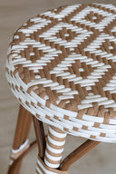 Scala - Tabouret bas noisette en aluminium effet rotin couleur noyer
