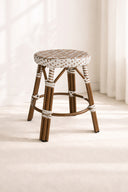 Scala - Tabouret bas noisette en aluminium effet rotin couleur noyer