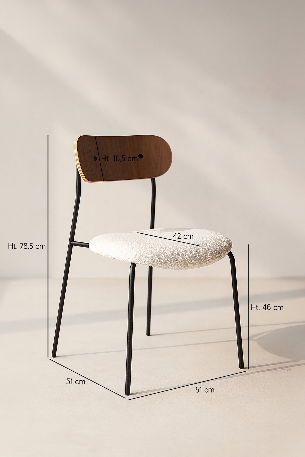 Dimensions Gaston - Lot de 2 chaises en tissu bouclette écru