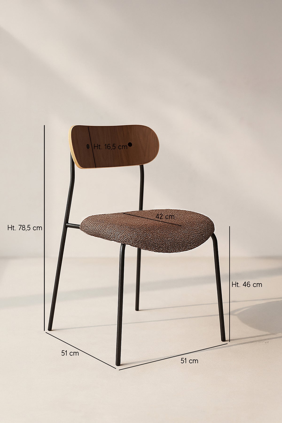 Dimensions Gaston - Lot de 2 chaises en tissu bouclette châtaigne