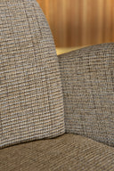 Ginette - Lot de 2 fauteuils en tissu tweed tabac et pieds en métal noir