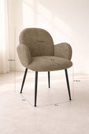 Ginette - Lot de 2 fauteuils en tissu tweed tabac et pieds en métal noir