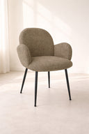 Ginette - Lot de 2 fauteuils en tissu tweed tabac et pieds en métal noir