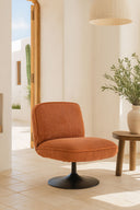 Funky - Fauteuil pivotant en velours côtelé terracotta