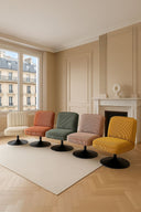 Funky - Fauteuil pivotant en velours côtelé terracotta