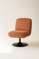 Funky - Fauteuil pivotant en velours côtelé terracotta