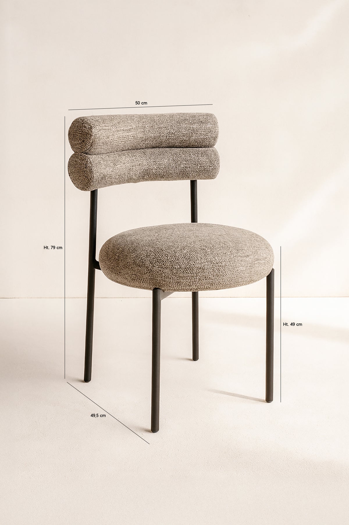 Dimensions Gina - Lot de 2 chaises en tissu tweed moka