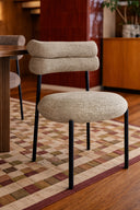Gina - Lot de 2 chaises en tissu tweed beige