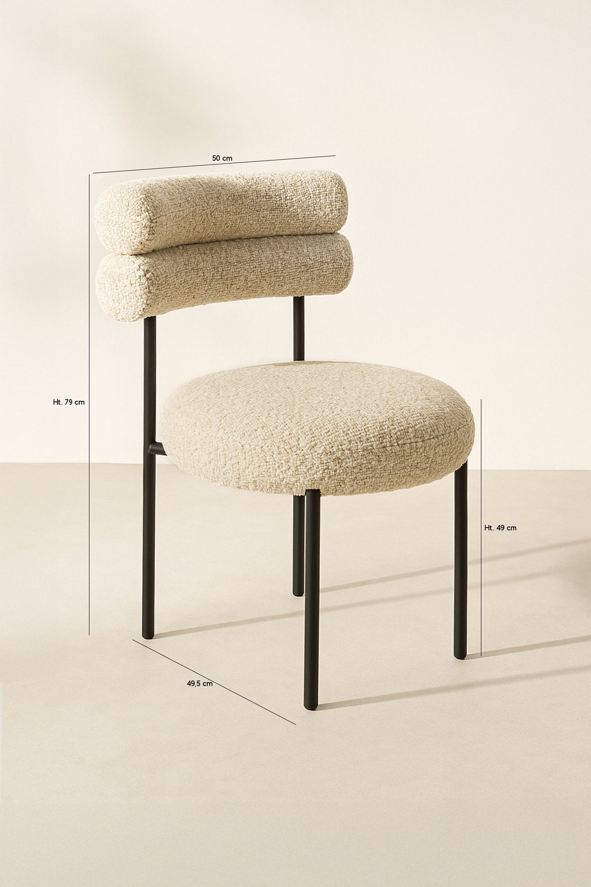Dimensions Gina - Lot de 2 chaises en tissu tweed beige