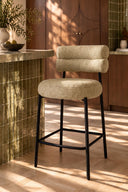 Gina - Lot de 2 chaises de bar en tissu tweed beige