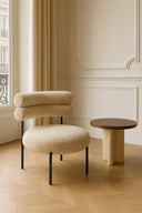 Gina - Fauteuil lounge en tissu tweed beige