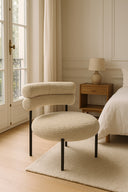 Gina - Fauteuil lounge en tissu tweed beige