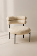 Gina - Fauteuil lounge en tissu tweed beige