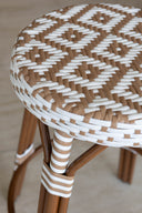 Scala - Tabouret de bar noisette en aluminium effet rotin couleur noyer