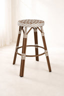 Scala - Tabouret haut en textilène tressé beige avec structure en aluminium