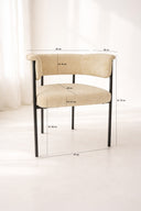 Colette - Lot de 2 fauteuils en métal noir et tissu beige