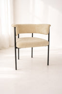 Colette - Lot de 2 fauteuils en métal noir et tissu beige