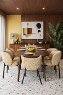 Suzan - Lot de 2 fauteuils de table en métal noir et tissu tweed ocre