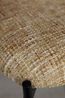 Suzan - Lot de 2 fauteuils de table en métal noir et tissu tweed ocre