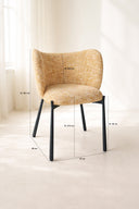 Suzan - Lot de 2 fauteuils de table en métal noir et tissu tweed ocre