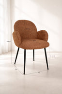 Ginette - Lot de 2 fauteuils en métal noir et tissu tweed terracotta