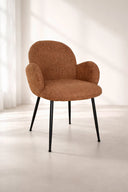 Ginette - Lot de 2 fauteuils en métal noir et tissu tweed terracotta