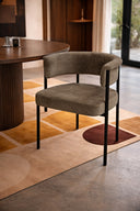 Colette - Lot de 2 fauteuils en métal noir et tissu café