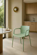 Montauk - Lot de 4 fauteuils de table intérieur en polypropylène et métal vert