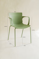 Montauk - Lot de 4 fauteuils de table intérieur en polypropylène et métal vert