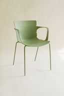 Montauk - Lot de 4 fauteuils de table intérieur en polypropylène et métal vert