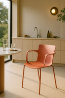 Montauk - Lot de 4 fauteuils de table intérieur en polypropylène et métal brique