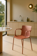 Montauk - Lot de 4 fauteuils de table intérieur en polypropylène et métal brique