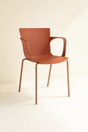 Montauk - Lot de 4 fauteuils de table intérieur en polypropylène et métal brique