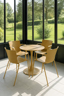 Montauk - Lot de 4 fauteuils de table intérieur en polypropylène et métal ocre