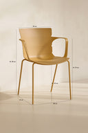 Montauk - Lot de 4 fauteuils de table intérieur en polypropylène et métal ocre