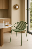 Calypso - Lot de 4 fauteuils de table intérieur en polypropylène et métal vert