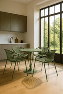 Calypso - Lot de 4 fauteuils de table intérieur en polypropylène et métal vert