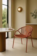 Calypso - Lot de 4 fauteuils de table intérieur en polypropylène et métal brique