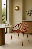 Calypso - Lot de 4 fauteuils de table intérieur en polypropylène et métal brique