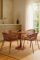 Calypso - Lot de 4 fauteuils de table intérieur en polypropylène et métal brique