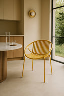 Calypso - Lot de 4 fauteuils de table intérieur en polypropylène et métal ocre