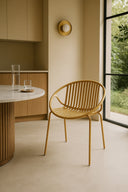 Calypso - Lot de 4 fauteuils de table intérieur en polypropylène et métal ocre