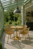 Calypso - Lot de 4 fauteuils de table intérieur en polypropylène et métal ocre