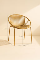 Calypso - Lot de 4 fauteuils de table intérieur en polypropylène et métal ocre